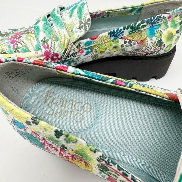 Franco Sarto Balin Lug Sole Chunky Loafers 6.5M Floral Slip On Cottagecore Artsy - Picture 11 of 12